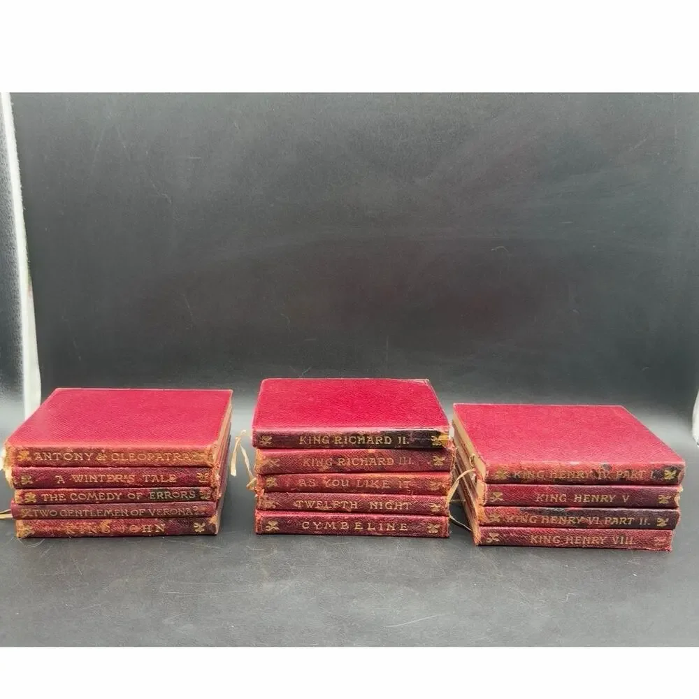 Antique Temple Shakespeare 14 Vol Set J.M. Dent Burgundy Leather Gilt 1905-1909